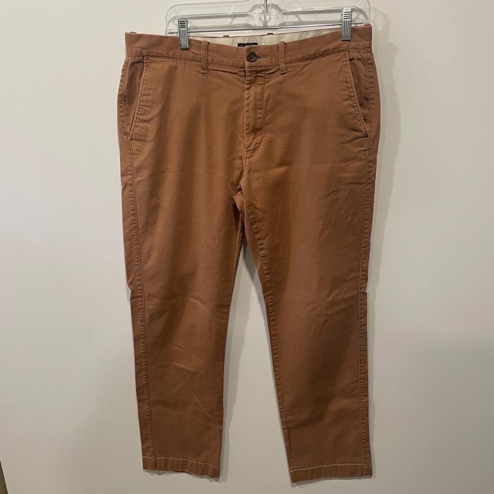 J Crew Flex Straight Fit Chino Pants Mens 33x32 Brown Cotton Blend Casual
